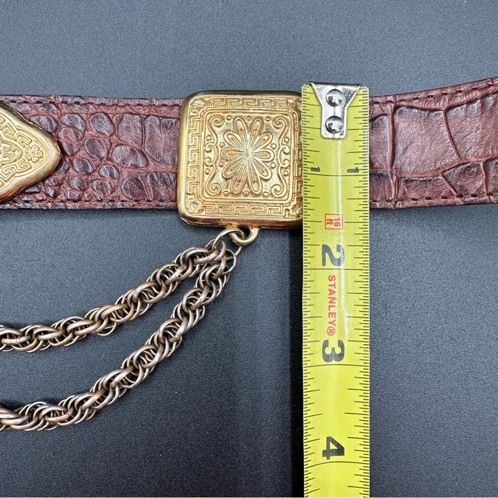 Vintage Linea Pelle by Mira K Brown Croco Belt – Size M, 1980s–90s-GORGEOUS!! - Picture 6 of 16
